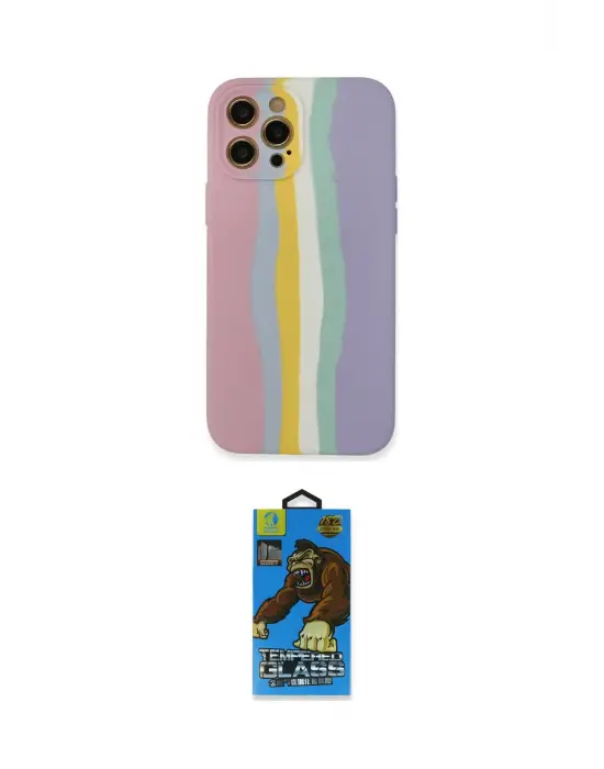 ieg™ iPhone 12 Pro Max Kılıf Yadigar Çizgi - Siyah 18D Cam Ekran Koruyucu