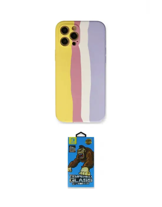 ieg™ iPhone 12 Pro Max Kılıf Yadigar Çizgi - Siyah 18D Cam Ekran Koruyucu