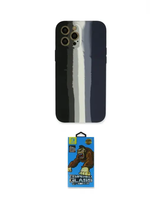 ieg™ iPhone 12 Pro Max Kılıf Yadigar Çizgi - Siyah 18D Cam Ekran Koruyucu