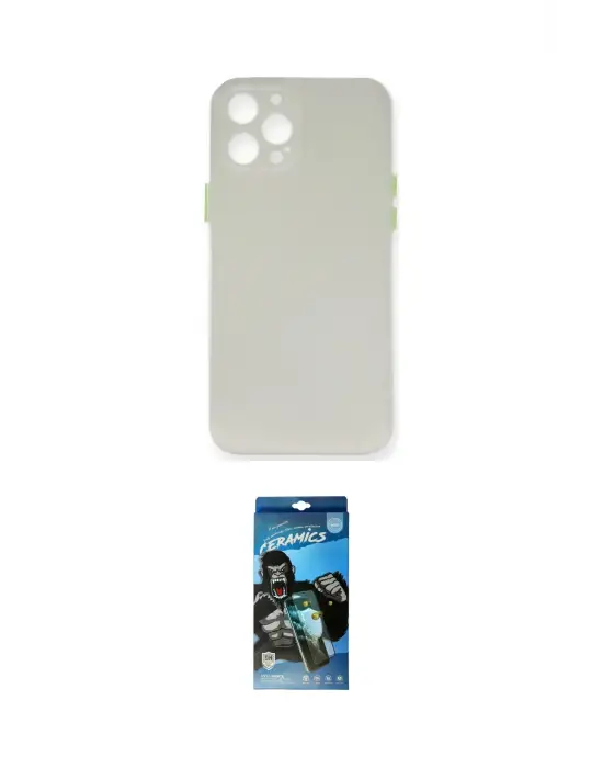 ieg™ iPhone 12 Pro Max Kılıf Yadigar Yansıma Serisi - Siyah 34D Izgaralı Cam