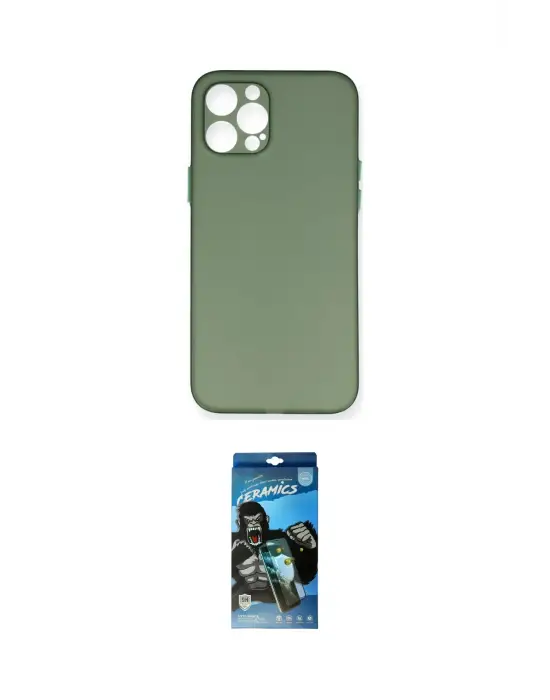 ieg™ iPhone 12 Pro Max Kılıf Yadigar Yansıma Serisi - Siyah 34D Izgaralı Cam