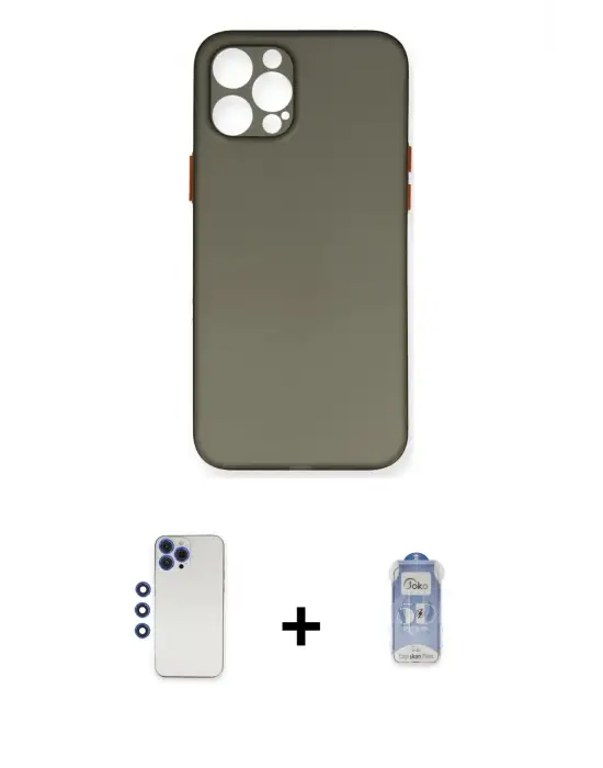 ieg™ iPhone 12 Pro Max Kılıf Yadigar Yansıma Serisi - Siyah Joko Magic 5D Cam + Shine Kamera Lens - LT