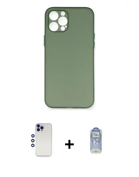 ieg™ iPhone 12 Pro Max Kılıf Yadigar Yansıma Serisi - Siyah Joko Magic 5D Cam + Shine Kamera Lens - LT