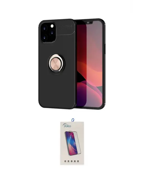 ieg™ iPhone 12 Pro Max Kılıf Yankı Form Prime - Siyah Joko 5D Cam