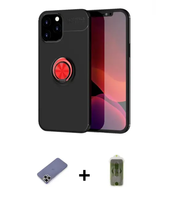 ieg™ iPhone 12 Pro Max Kılıf Yankı Form Prime - Siyah Joko Magic 5D Hayalet Cam + Metal Kamera Lens Koruma Cam - GD