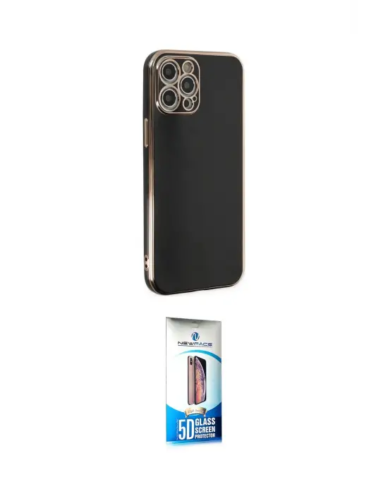 ieg™ iPhone 12 Pro Max Kılıf Yankı Serisi - Siyah 5D Eko Cam Ekran Koruyucu