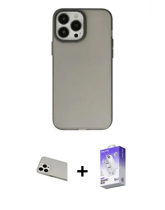 ieg™ iPhone 13 Pro Max Kılıf Ahenk Çizgi Prime - Siyah Bilvis 5in1 3D Magic Cam Ekran Koruyucu + Rainbow Kamera Lens Koruma Cam - BZ