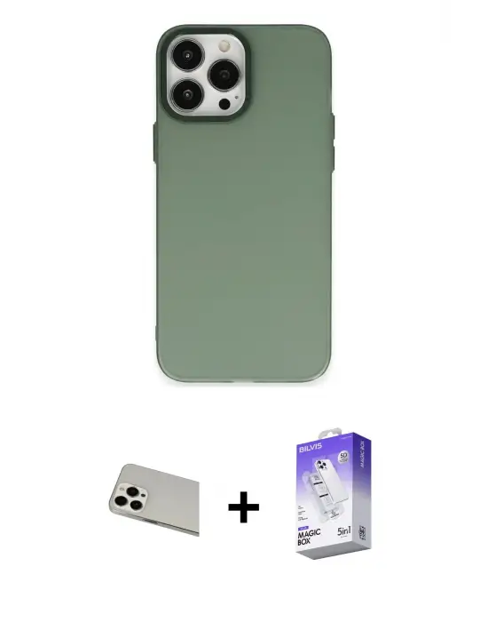 ieg™ iPhone 13 Pro Max Kılıf Ahenk Çizgi Prime - Siyah Bilvis 5in1 3D Magic Cam Ekran Koruyucu + Rainbow Kamera Lens Koruma Cam - BZ