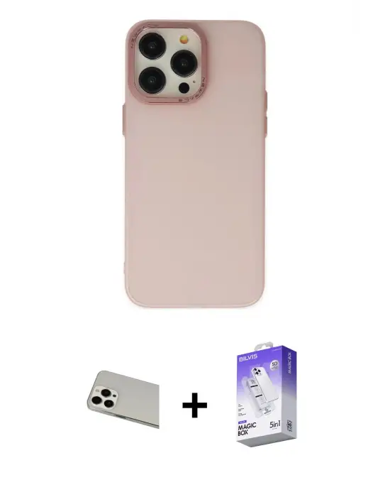 ieg™ iPhone 13 Pro Max Kılıf Ahenk Çizgi Prime - Siyah Bilvis 5in1 3D Magic Cam Ekran Koruyucu + Rainbow Kamera Lens Koruma Cam - BZ