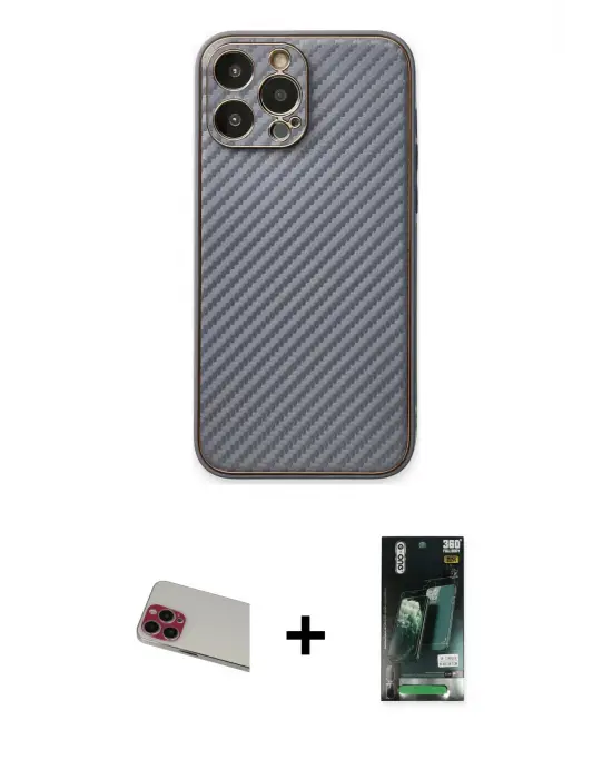 ieg™ iPhone 13 Pro Max Kılıf Ahenk Işık - Şeffaf 360 Full Body Arka Koruyucu + Rainbow Kamera Lens Koruma Cam - KI