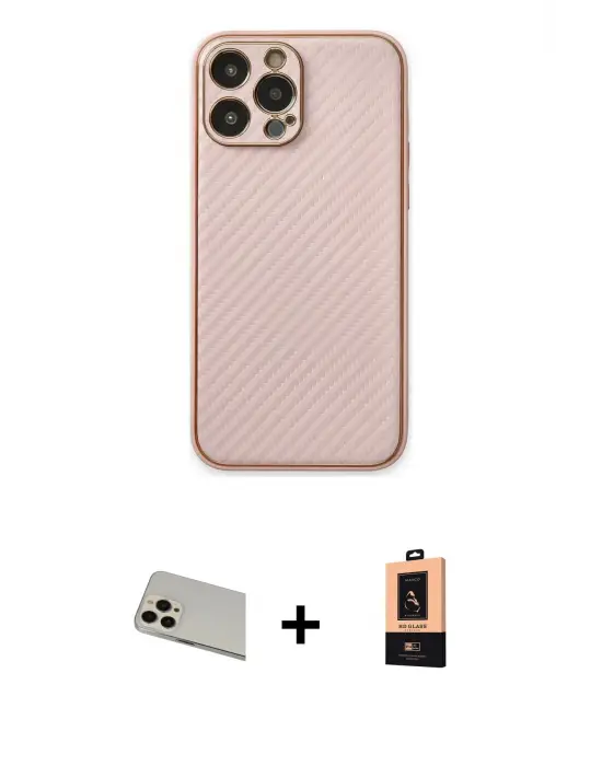 ieg™ iPhone 13 Pro Max Kılıf Ahenk Işık - Şeffaf Maxco Cam Ekran Koruyucu + Rainbow Kamera Lens Koruma Cam - REGD