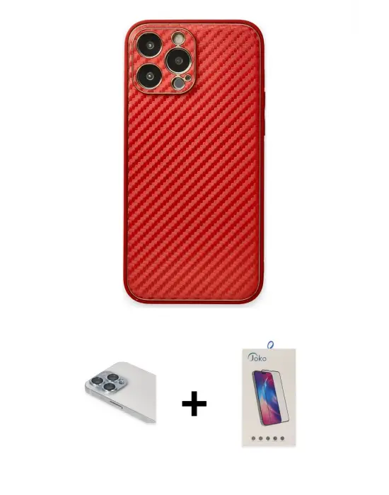 ieg™ iPhone 13 Pro Max Kılıf Ahenk Işık - Siyah Joko 5D Cam + Pers Alüminyum Kamera Lens - SABE