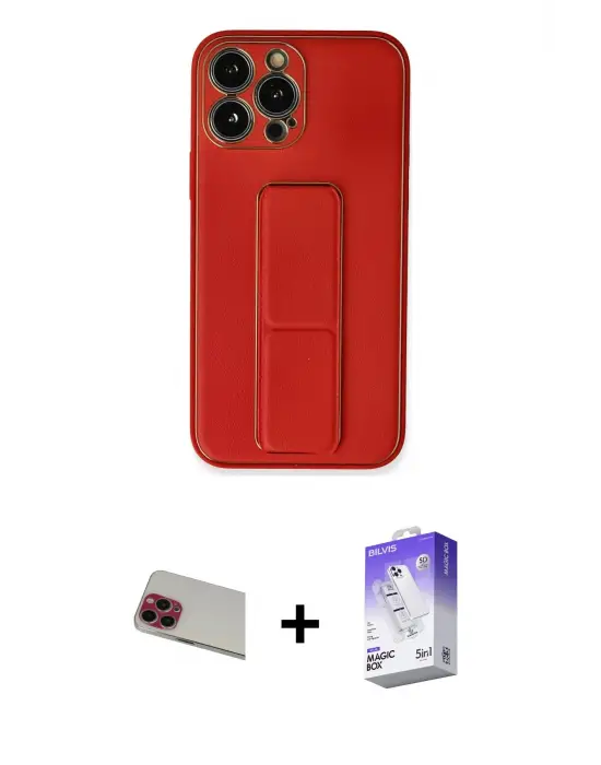 ieg™ iPhone 13 Pro Max Kılıf Akış Doku - Siyah Bilvis 5in1 3D Magic Cam Ekran Koruyucu + Rainbow Kamera Lens Koruma Cam - KI