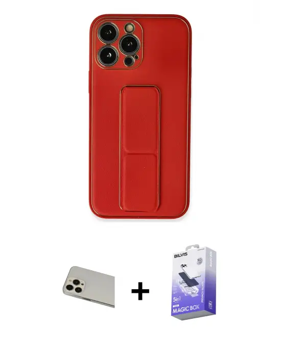 ieg™ iPhone 13 Pro Max Kılıf Akış Doku - Siyah Bilvis 5in1 5D Magic Hayalet Cam Ekran Koruyucu + Rainbow Kamera Lens Koruma Cam - REGD