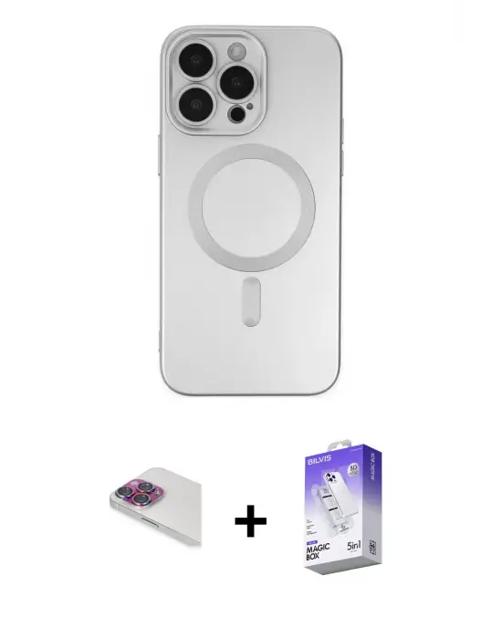 ieg™ iPhone 13 Pro Max Kılıf Akış Minimal Özel Seri - Siyah Bilvis 5in1 3D Magic Cam Ekran Koruyucu + Pers Alüminyum Kamera Lens - GI