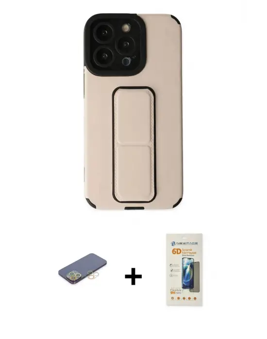 ieg™ iPhone 13 Pro Max Kılıf Çekirdek Yansıma - Siyah 6D Mat Seramik Hayalet Nano Ekran Koruyucu + Renkli Kamera Lens Koruma Cam - SI