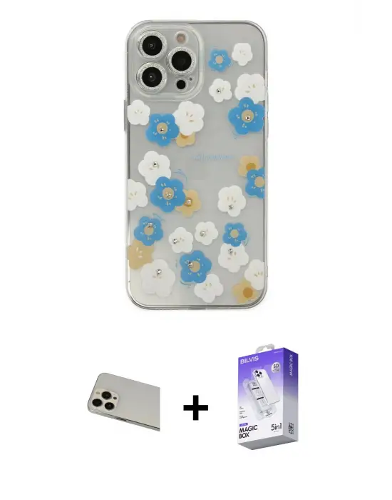 ieg™ iPhone 13 Pro Max Kılıf Eksen Asil Prime - Siyah Bilvis 5in1 3D Magic Cam Ekran Koruyucu + Rainbow Kamera Lens Koruma Cam - REGD