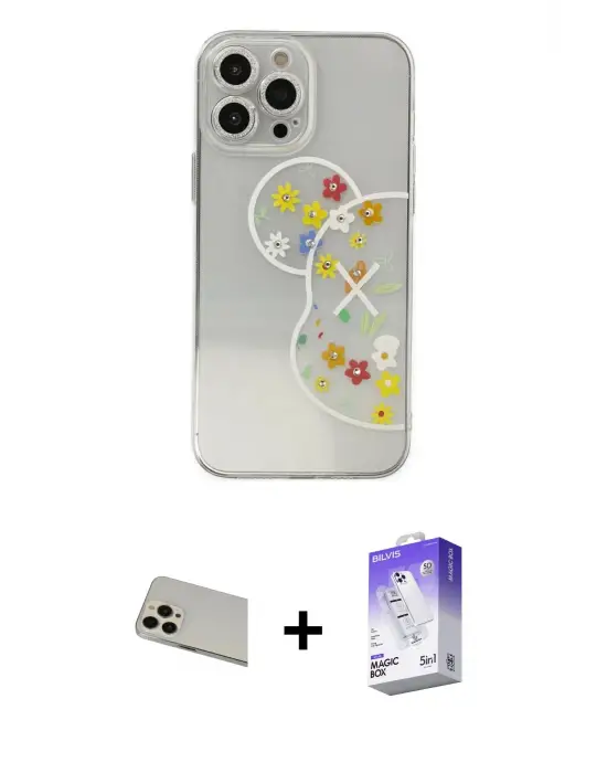 ieg™ iPhone 13 Pro Max Kılıf Eksen Asil Prime - Siyah Bilvis 5in1 3D Magic Cam Ekran Koruyucu + Rainbow Kamera Lens Koruma Cam - REGD