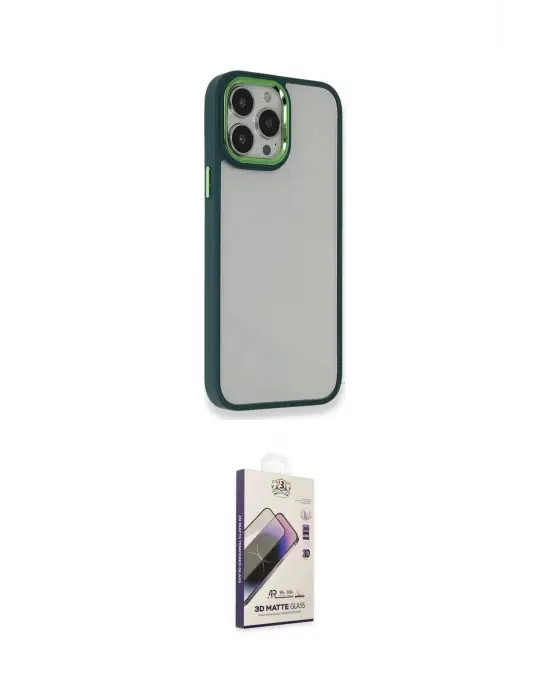 ieg™ iPhone 13 Pro Max Kılıf Eksen Doku Prime - Siyah Bilvis 3D Mat Cam Ekran Koruyucu
