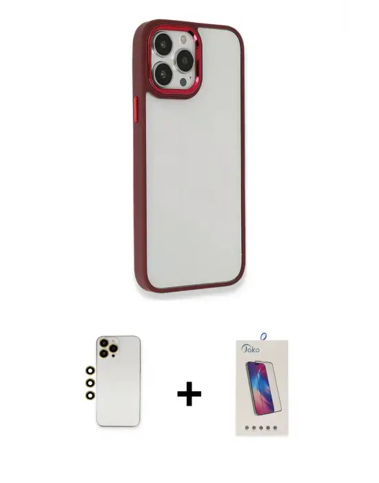 ieg™ iPhone 13 Pro Max Kılıf Eksen Doku Prime - Siyah Joko 5D Cam + Shine Kamera Lens - GD