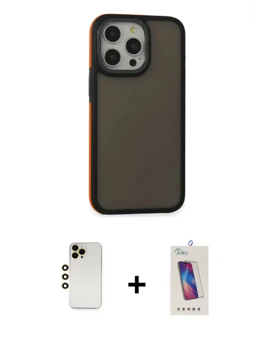 ieg™ iPhone 13 Pro Max Kılıf Eksen Işık - Siyah Joko 5D Cam + Shine Kamera Lens - GD