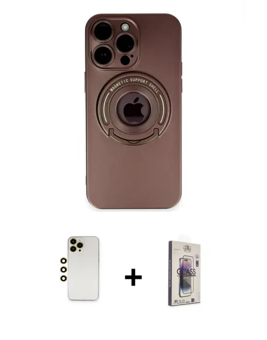 ieg™ iPhone 13 Pro Max Kılıf Eksen Klasik Prime - Siyah Bilvis 3D Cam Ekran Koruyucu + Shine Kamera Lens - GD