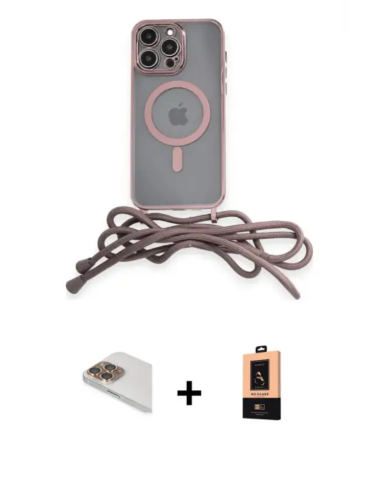 ieg™ iPhone 13 Pro Max Kılıf Eksen Özel Seri - Şeffaf Maxco Cam Ekran Koruyucu + Pers Alüminyum Kamera Lens - GD