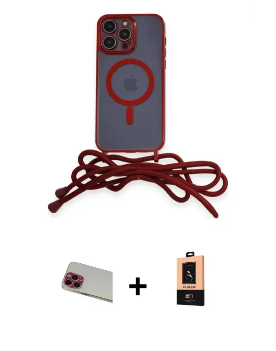 ieg™ iPhone 13 Pro Max Kılıf Eksen Özel Seri - Şeffaf Maxco Cam Ekran Koruyucu + Rainbow Kamera Lens Koruma Cam - KI