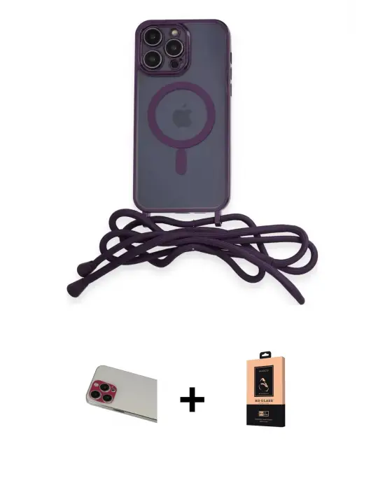 ieg™ iPhone 13 Pro Max Kılıf Eksen Özel Seri - Şeffaf Maxco Cam Ekran Koruyucu + Rainbow Kamera Lens Koruma Cam - KI