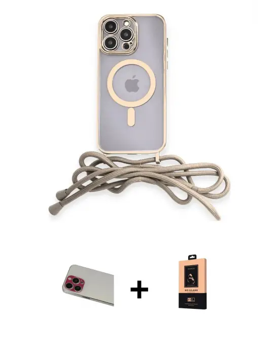 ieg™ iPhone 13 Pro Max Kılıf Eksen Özel Seri - Şeffaf Maxco Cam Ekran Koruyucu + Rainbow Kamera Lens Koruma Cam - KI