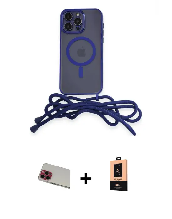 ieg™ iPhone 13 Pro Max Kılıf Eksen Özel Seri - Şeffaf Maxco Cam Ekran Koruyucu + Rainbow Kamera Lens Koruma Cam - KI