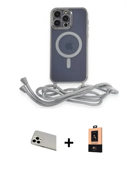 ieg™ iPhone 13 Pro Max Kılıf Eksen Özel Seri - Şeffaf Maxco Cam Ekran Koruyucu + Rainbow Kamera Lens Koruma Cam - BZ