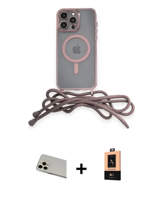 ieg™ iPhone 13 Pro Max Kılıf Eksen Özel Seri - Şeffaf Maxco Cam Ekran Koruyucu + Rainbow Kamera Lens Koruma Cam - REGD