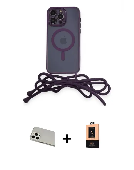 ieg™ iPhone 13 Pro Max Kılıf Eksen Özel Seri - Şeffaf Maxco Cam Ekran Koruyucu + Rainbow Kamera Lens Koruma Cam - BZ