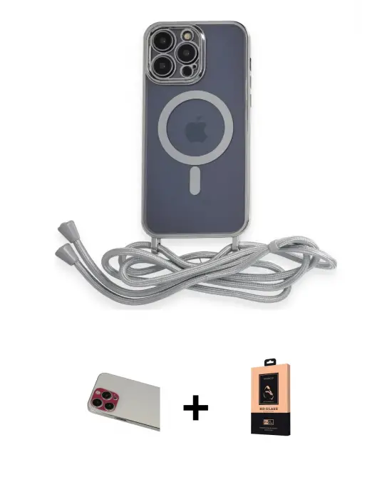 ieg™ iPhone 13 Pro Max Kılıf Eksen Özel Seri - Şeffaf Maxco Cam Ekran Koruyucu + Rainbow Kamera Lens Koruma Cam - KI