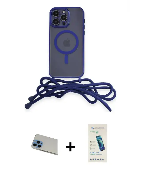 ieg™ iPhone 13 Pro Max Kılıf Eksen Özel Seri - Şeffaf Pasifik Cam Ekran Koruyucu + Rainbow Kamera Lens Koruma Cam - MI