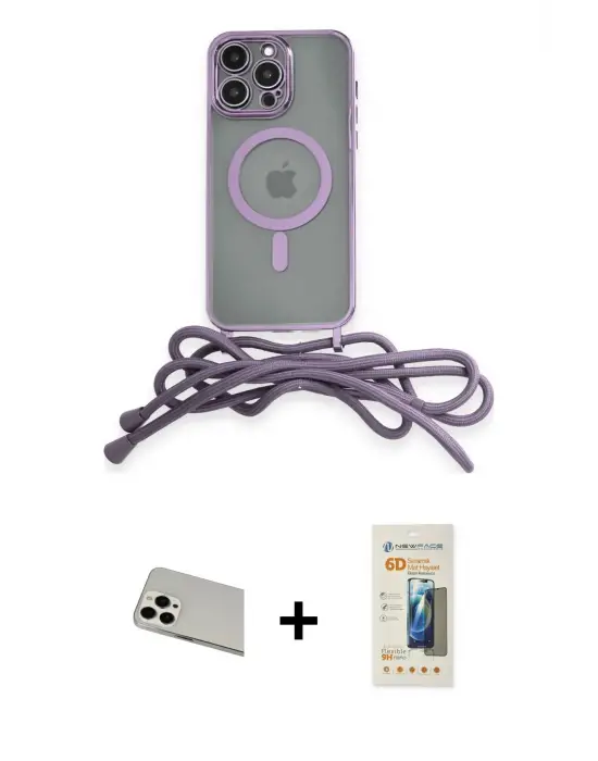 ieg™ iPhone 13 Pro Max Kılıf Eksen Özel Seri - Siyah 6D Mat Seramik Hayalet Nano Ekran Koruyucu + Rainbow Kamera Lens Koruma Cam - BZ