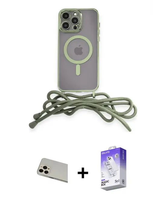 ieg™ iPhone 13 Pro Max Kılıf Eksen Özel Seri - Siyah Bilvis 5in1 3D Magic Cam Ekran Koruyucu + Rainbow Kamera Lens Koruma Cam - REGD