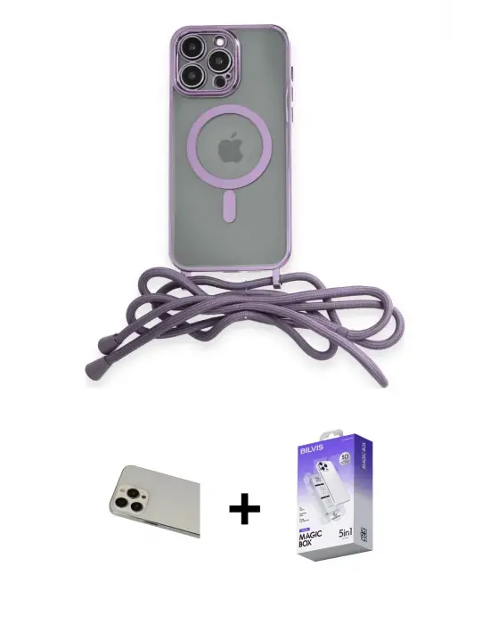 ieg™ iPhone 13 Pro Max Kılıf Eksen Özel Seri - Siyah Bilvis 5in1 3D Magic Cam Ekran Koruyucu + Rainbow Kamera Lens Koruma Cam - REGD