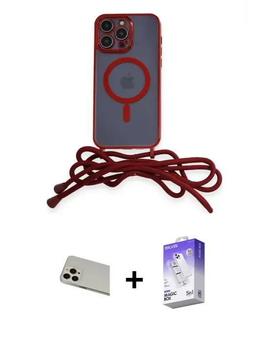ieg™ iPhone 13 Pro Max Kılıf Eksen Özel Seri - Siyah Bilvis 5in1 3D Magic Cam Ekran Koruyucu + Rainbow Kamera Lens Koruma Cam - REGD