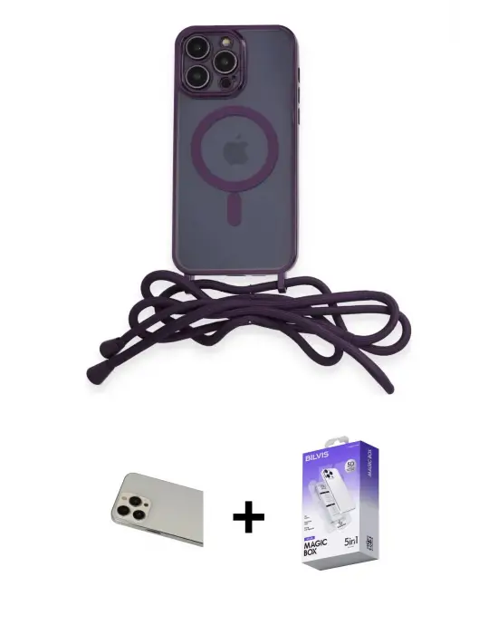 ieg™ iPhone 13 Pro Max Kılıf Eksen Özel Seri - Siyah Bilvis 5in1 3D Magic Cam Ekran Koruyucu + Rainbow Kamera Lens Koruma Cam - REGD