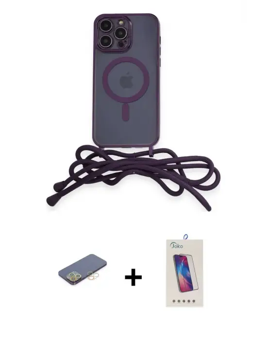 ieg™ iPhone 13 Pro Max Kılıf Eksen Özel Seri - Siyah Joko 5D Cam + Renkli Kamera Lens Koruma Cam - SI
