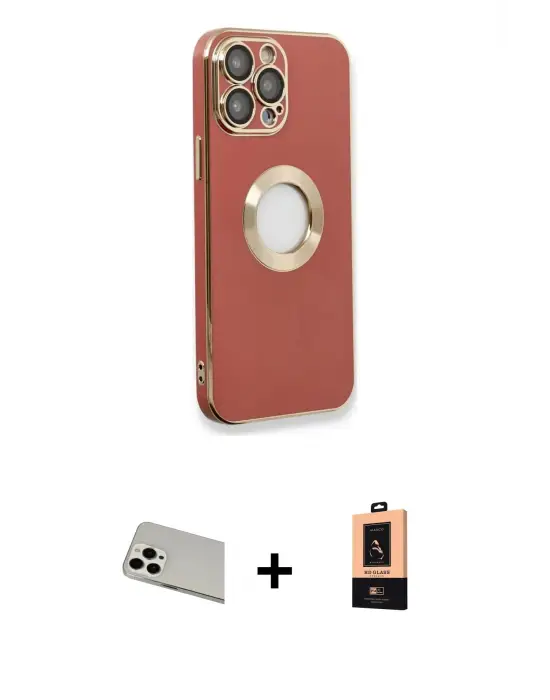 ieg™ iPhone 13 Pro Max Kılıf İz Form Serisi - Şeffaf Maxco Cam Ekran Koruyucu + Rainbow Kamera Lens Koruma Cam - BZ