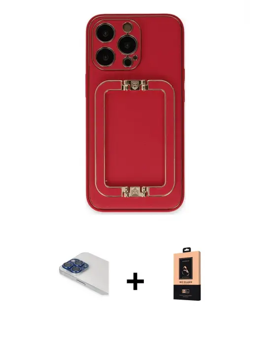 ieg™ iPhone 13 Pro Max Kılıf Kozmos Minimal Prime - Şeffaf Maxco Cam Ekran Koruyucu + Pers Alüminyum Kamera Lens - LT