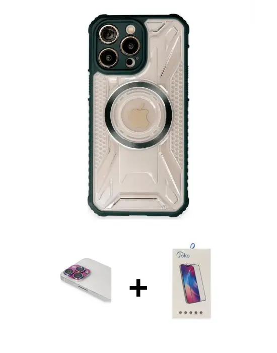 ieg™ iPhone 13 Pro Max Kılıf Kutup Modern - Siyah Joko 5D Cam + Pers Alüminyum Kamera Lens - GI