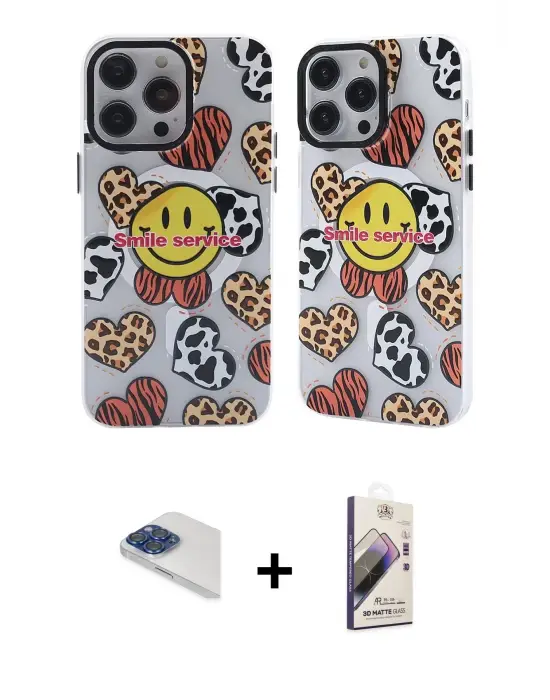 ieg™ iPhone 13 Pro Max Kılıf Nova Doku Koleksiyonu - Siyah Bilvis 3D Mat Cam Ekran Koruyucu + Pers Alüminyum Kamera Lens - LT