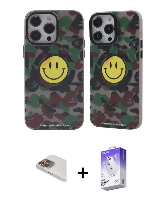 ieg™ iPhone 13 Pro Max Kılıf Nova Doku Koleksiyonu - Siyah Bilvis 5in1 3D Magic Cam Ekran Koruyucu + Pers Alüminyum Kamera Lens - GD