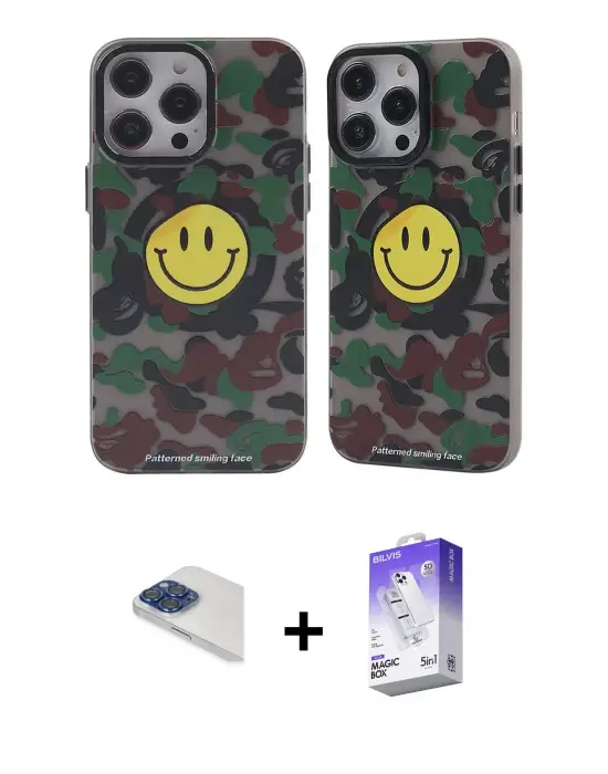 ieg™ iPhone 13 Pro Max Kılıf Nova Doku Koleksiyonu - Siyah Bilvis 5in1 3D Magic Cam Ekran Koruyucu + Pers Alüminyum Kamera Lens - LT