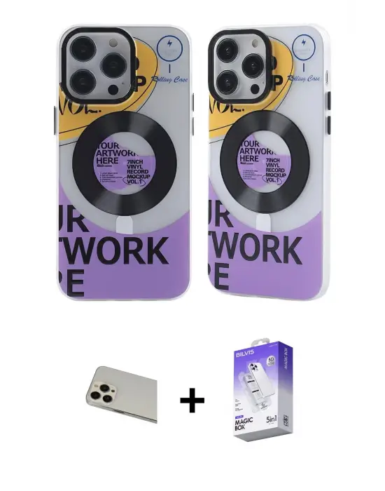 ieg™ iPhone 13 Pro Max Kılıf Nova Doku Koleksiyonu - Siyah Bilvis 5in1 3D Magic Cam Ekran Koruyucu + Rainbow Kamera Lens Koruma Cam - REGD