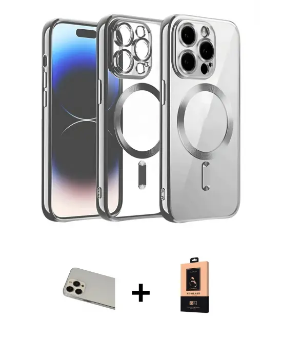 ieg™ iPhone 13 Pro Max Kılıf Nova Işık Özel Seri - Şeffaf Maxco Cam Ekran Koruyucu + Rainbow Kamera Lens Koruma Cam - REGD